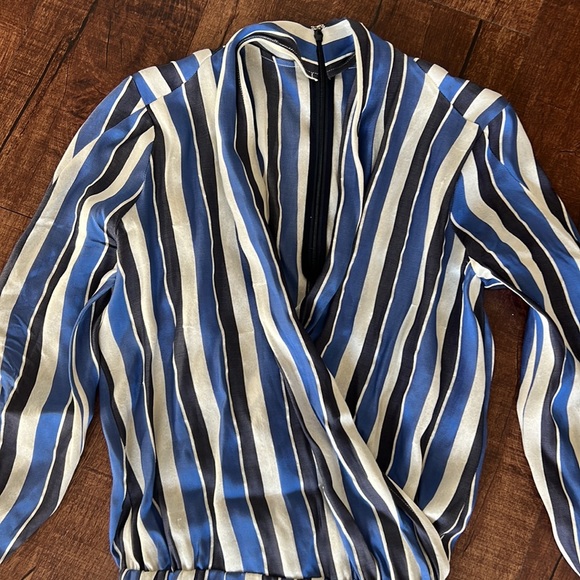 Worn once Zero + Maria Cornejo made in New York USA striped blue jumpsuit size 2 - Picture 2 of 9